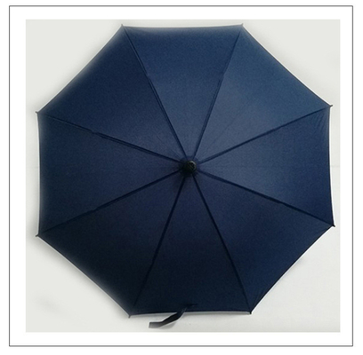 Logotipo personalizado preto guarda-chuva de muleta automática guarda-chuva reta com costelas de fibra de vidro