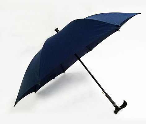Logotipo personalizado preto guarda-chuva de muleta automática guarda-chuva reta com costelas de fibra de vidro