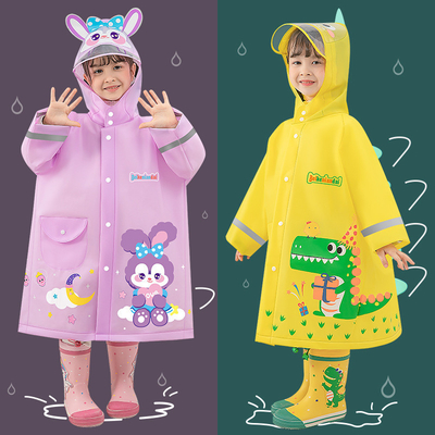 Impressão de logotipo personalizado EVA casaco de chuva infantil com faixa refletora e borda alargada