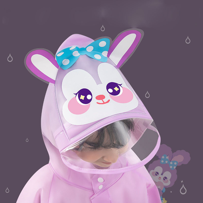 Impressão de logotipo personalizado EVA casaco de chuva infantil com faixa refletora e borda alargada
