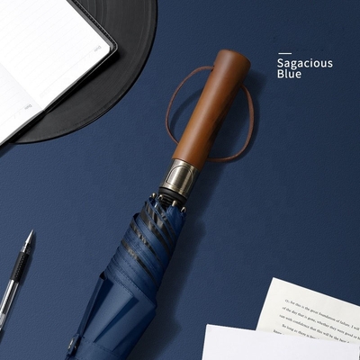 Publicidade comercial impressão logotipo presente guarda-chuva cavalheiro alça de madeira 8k 27 polegadas