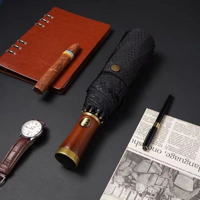 X315 Design de madeira Automático de Homens Eólico Três-dobrar guarda-chuva cor personalizada