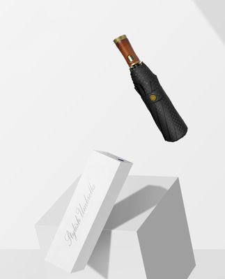 Um guarda-chuva de publicidade para homens X315 BSCI Automático à prova de vento Luxury Golden Wood Handle