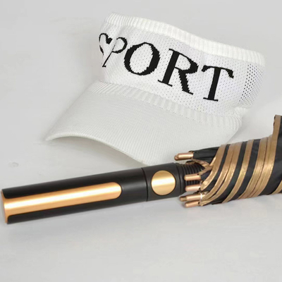 Guarda-chuvas personalizadas de tecido revestido de ouro com controle semi-automático e alça de ouro