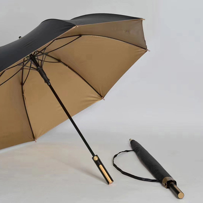 Guarda-chuvas personalizadas de tecido revestido de ouro com controle semi-automático e alça de ouro