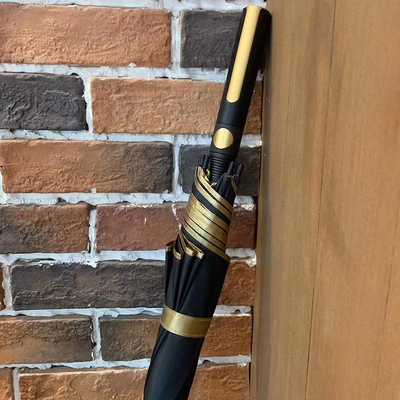 Guarda-chuvas personalizadas de tecido revestido de ouro com controle semi-automático e alça de ouro