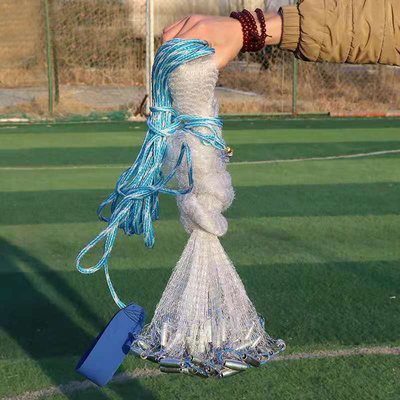Rede de pesca grande de nylon de 6 pés de comprimento com um único nó, de cadeia de ferro soldada e material durável