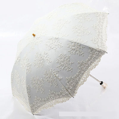 Broderia de renda Princesa guarda-chuva 2-3 Controle manual dobrável Perfeito para chuva e sol