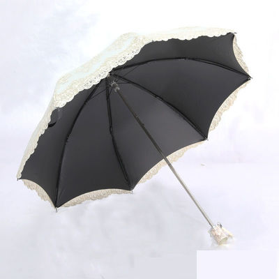 Broderia de renda Princesa guarda-chuva 2-3 Controle manual dobrável Perfeito para chuva e sol