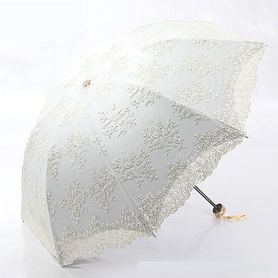 Broderia de renda Princesa guarda-chuva 2-3 Controle manual dobrável Perfeito para chuva e sol