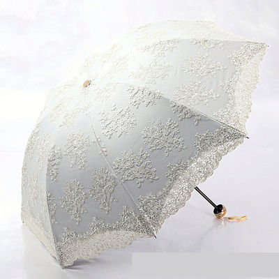 Broderia de renda Princesa guarda-chuva 2-3 Controle manual dobrável Perfeito para chuva e sol