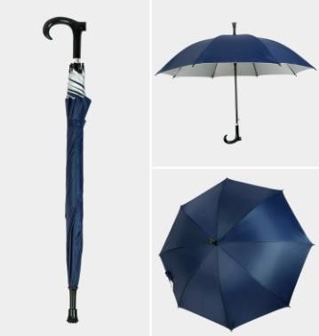 108 cm de diâmetro aberto, guarda-chuva recta, bastão de caminhada com padrão refletor.
