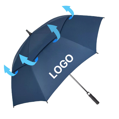 Logotipo personalizado Grande Canopy Duplo ventilado guarda-chuva de golfe à prova de vento para voltar à escola