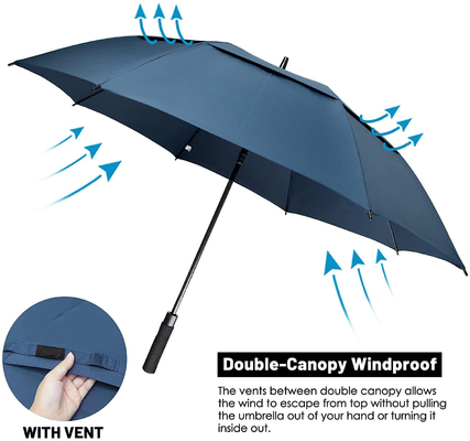 Logotipo personalizado Grande Canopy Duplo ventilado guarda-chuva de golfe à prova de vento para voltar à escola