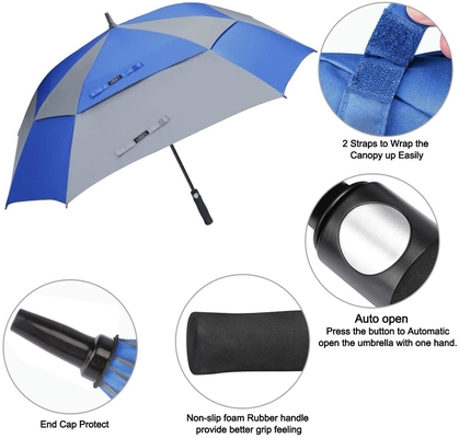 Logotipo personalizado Grande Canopy Duplo ventilado guarda-chuva de golfe à prova de vento para voltar à escola