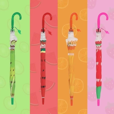 Mão curva Frutas retas Impressão guarda-chuva infantil Design criativo para presente infantil
