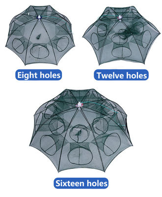 Rede de guarda-chuva de gaiolas de peixe dobrável de vários ângulos para gaiolas de camarão de plástico/metal por rede