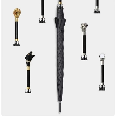 Cabeça de Animal Japonês Preto Custom Straight Bar Paraguas para Personalidades Criativas