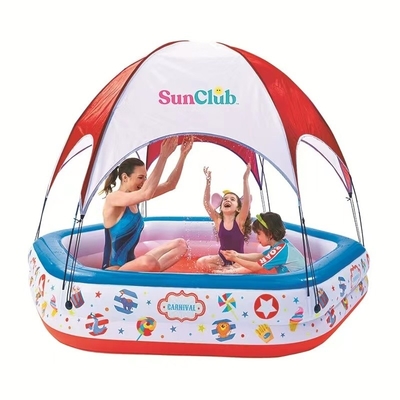 Experimente diversão com tema de circo com piscina inflável de tamanho completo e dossel de tecido de Oxford