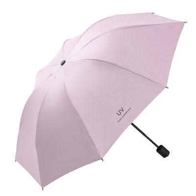 Proteção solar UV Vinil Mulher Três guarda-chuva de sol dobrável com impressão de desenhos personalizados