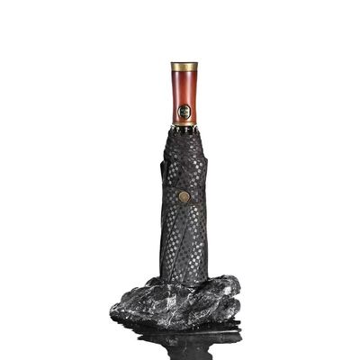 Guarda-chuva automática de mão de madeira de madeira masculina com eixo de madeira maciça e design retro