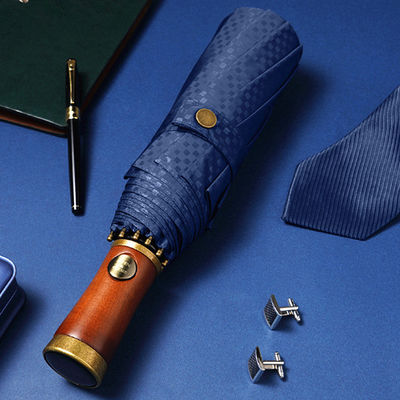 Guarda-chuva automática de mão de madeira de madeira masculina com eixo de madeira maciça e design retro