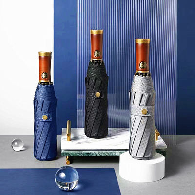 Guarda-chuva automática de mão de madeira de madeira masculina com eixo de madeira maciça e design retro