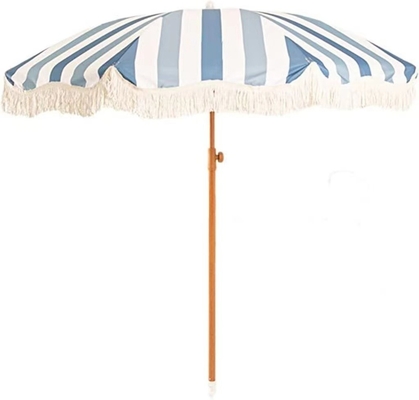 210T tecido de nylon jardim de praia exterior guarda-chuva com listras amarelas para fins comerciais