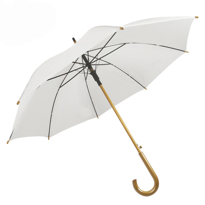 Auto-abre o guarda-chuva de fibra de vidro com uma alça de madeira e um design personalizado