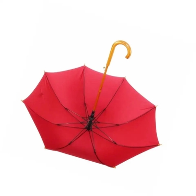 Auto-abre o guarda-chuva de fibra de vidro com uma alça de madeira e um design personalizado