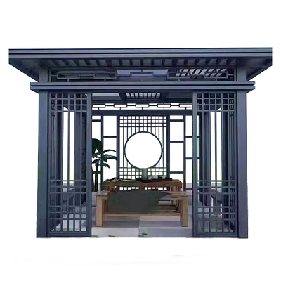 Vila personalizada Praça de sombra Pavilhão de vidro moderno com design simples de quatro cantos
