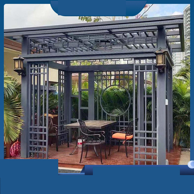 Vila personalizada Praça de sombra Pavilhão de vidro moderno com design simples de quatro cantos