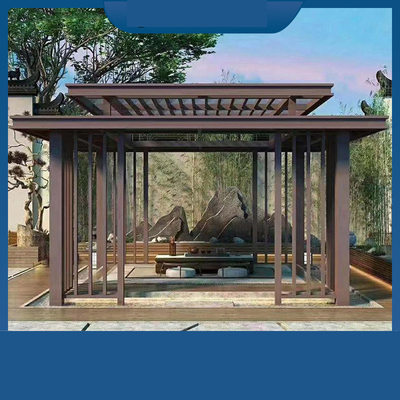 Vila personalizada Praça de sombra Pavilhão de vidro moderno com design simples de quatro cantos