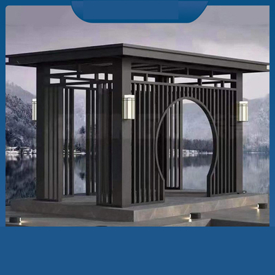 Vila personalizada Praça de sombra Pavilhão de vidro moderno com design simples de quatro cantos