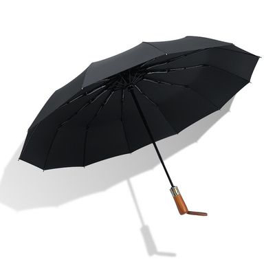 Presente de negócios guarda-chuva de alça de madeira com bloco UV e eixo de metal Impressão personalizada