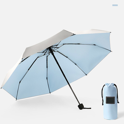Mini guarda-chuva manual de bolso com logotipo personalizado e costelas de fibra de vidro de alumínio