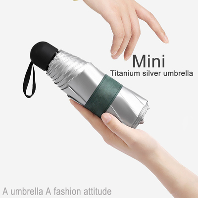 Mini guarda-chuva manual de bolso com logotipo personalizado e costelas de fibra de vidro de alumínio
