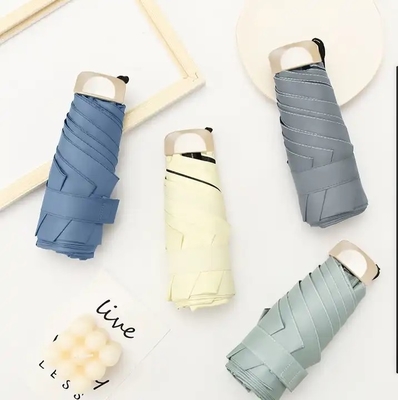 Cinco Fold 6k UV Solar guarda-chuva Mini Folding Pocket guarda-chuva presente com 87cm Diâmetro aberto