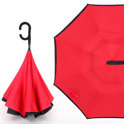 Um guarda-chuva de camada dupla e à prova de vento imbatível Impressão de logotipo personalizado com alça de borracha