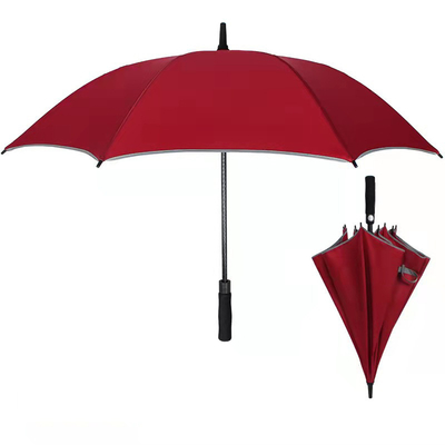Indústria Controle manual publicidade refletiva guarda-chuva de golfe com costelas de fibra de vidro