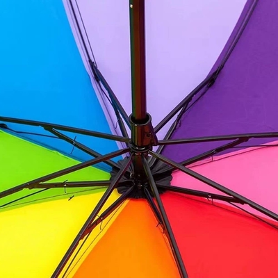 Logotipo personalizado Impresso Quadro de metal preto 3 Plexável Rainbow Color Windproof guarda-chuva de moda