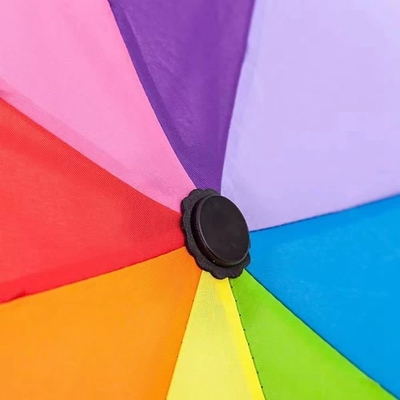Logotipo personalizado Impresso Quadro de metal preto 3 Plexável Rainbow Color Windproof guarda-chuva de moda