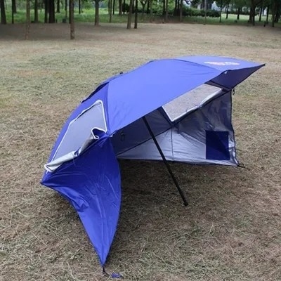 Sombrinha de praia multifuncional para proteção UV e design à prova de vento