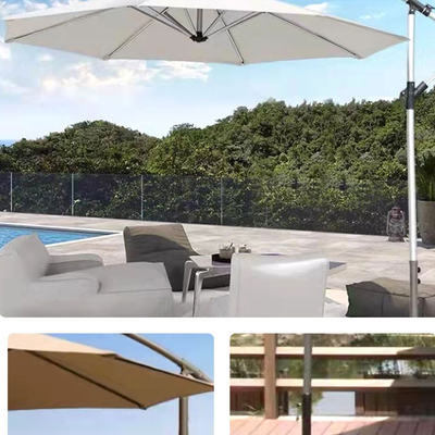 Tudo em um Função Branca de Potência revestida de aço Quadro Sombrinha de Sol com Tassels