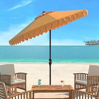 Guarda-chuva Preto e Branco 9 polegadas Outdoor Collection Line Auto Tilt Garden Sun Umbrella