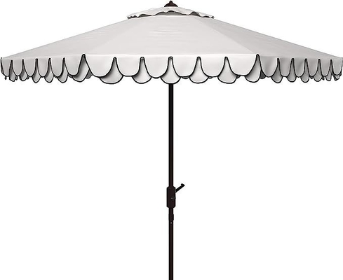 Guarda-chuva Preto e Branco 9 polegadas Outdoor Collection Line Auto Tilt Garden Sun Umbrella