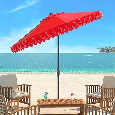 Guarda-chuva Preto e Branco 9 polegadas Outdoor Collection Line Auto Tilt Garden Sun Umbrella