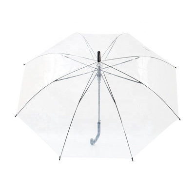 Festa ocasião semi-automático de plástico J manobra guarda-chuva com transparente transparente dossel