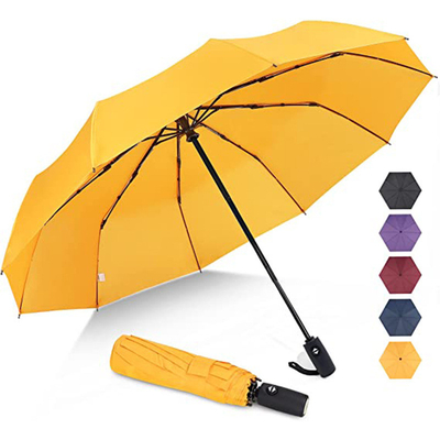 Logotipo personalizado Três secções de guarda-chuva dobrável chuva e sol Design de eixo de aço duplo