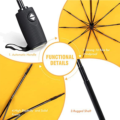 Logotipo personalizado Três secções de guarda-chuva dobrável chuva e sol Design de eixo de aço duplo